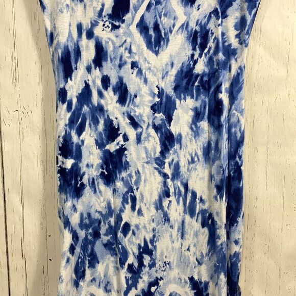 Lulus Blue Tie Dye Slit Maxi Dress S Boho Beachwear Resort Surf Girl Coastal - Picture 9 of 16